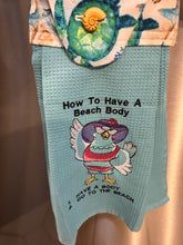 Load image into Gallery viewer, Over the door hanging towel. "How to have a beach body