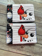 Load image into Gallery viewer, Snowman and Cardinal Mug Rug