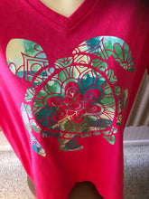 Load image into Gallery viewer, XL pink Sea Turtle Ladies V neck