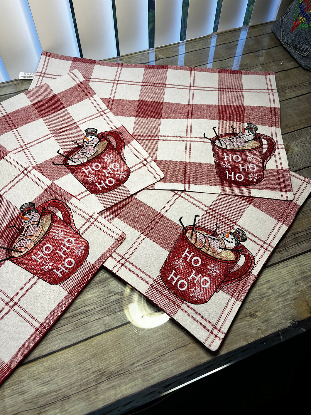 Hot Chocolate Snowman Placemat Red