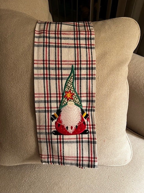 Gnome Christmas plaid kitchen towel