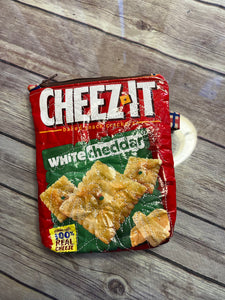 Cheez Its embroidered clutch bag