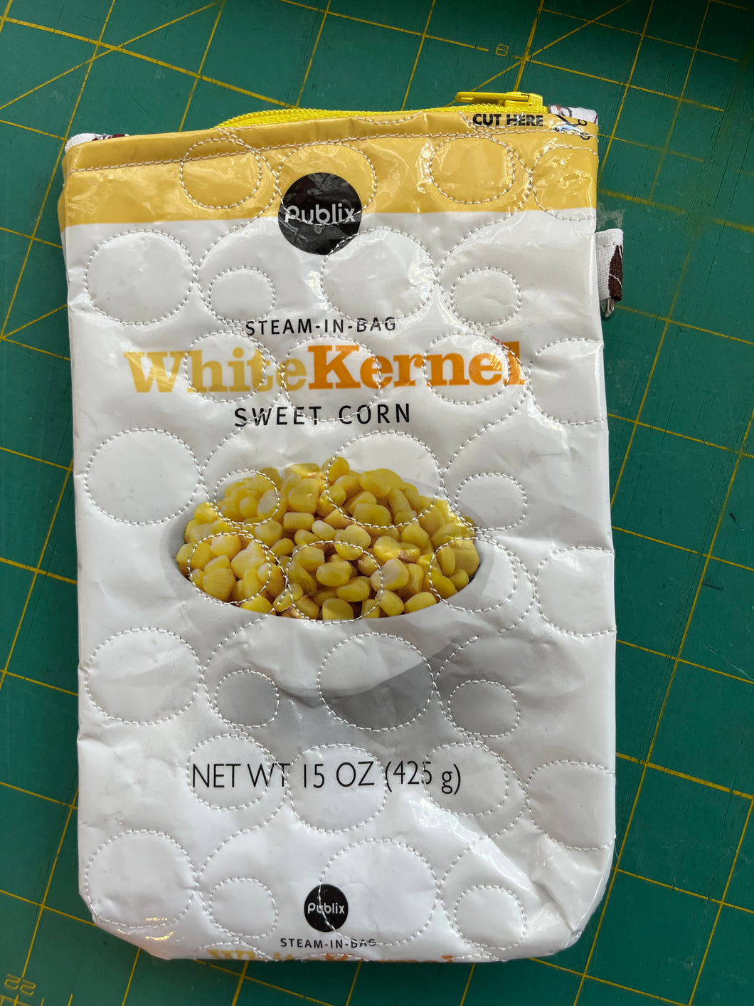 White Kernel Sweet Corn embroidered clutch bag