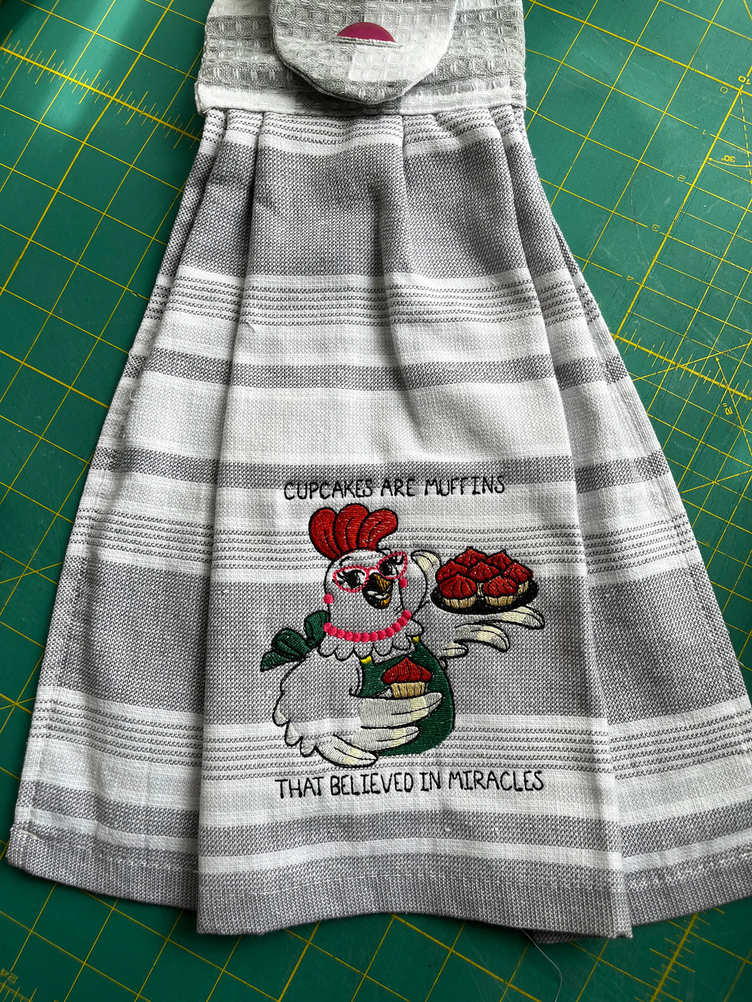 Over the door hanging towel.  