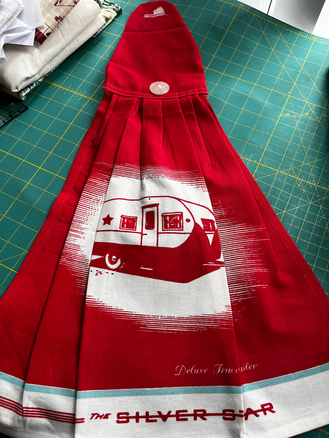Over the door hanging towel.  Travel trailer