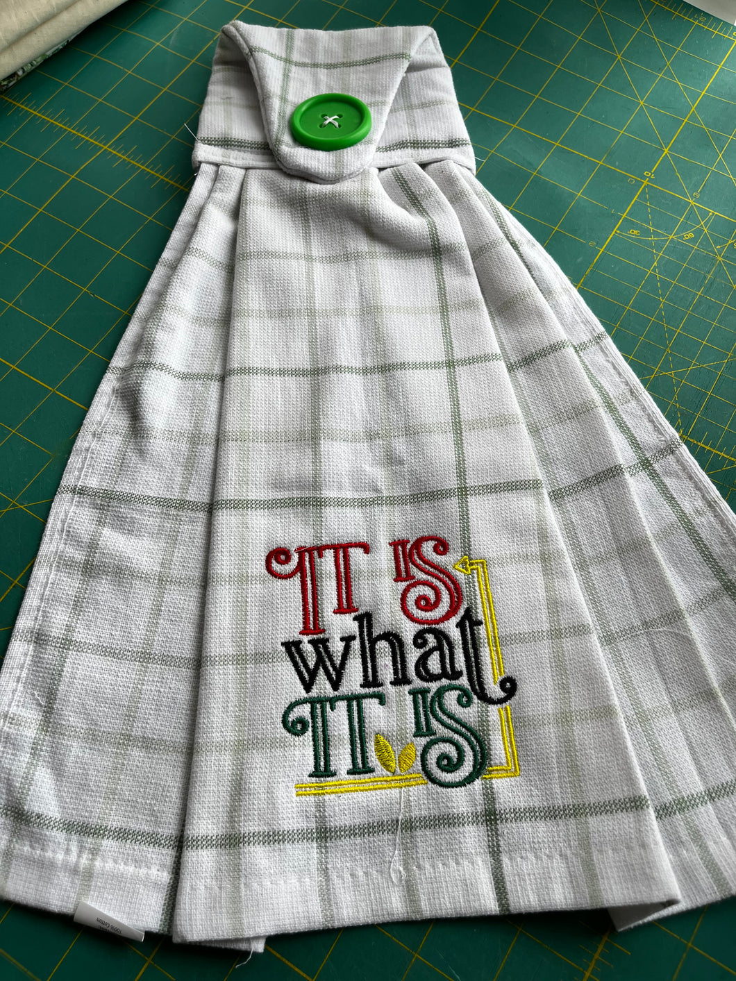 Over the door hanging towel. It is what it is!