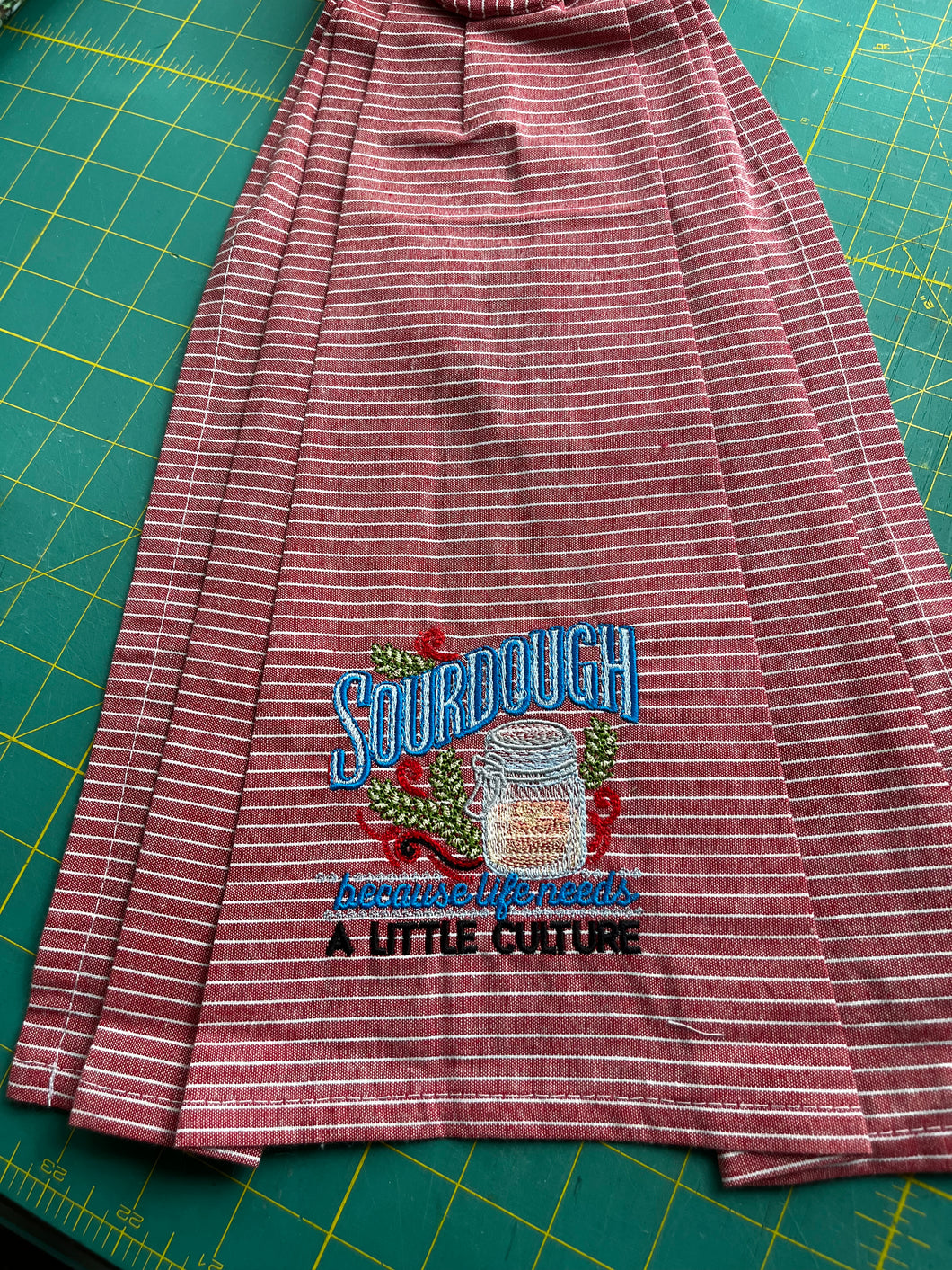 Over the door hanging towel. Sourdough, because life needs a little culture