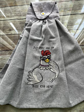Load image into Gallery viewer, Over the door hanging towel.   Sassy Chicken - Bless your heart
