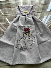 Load image into Gallery viewer, Over the door hanging towel.   Sassy Chicken - Bless your heart
