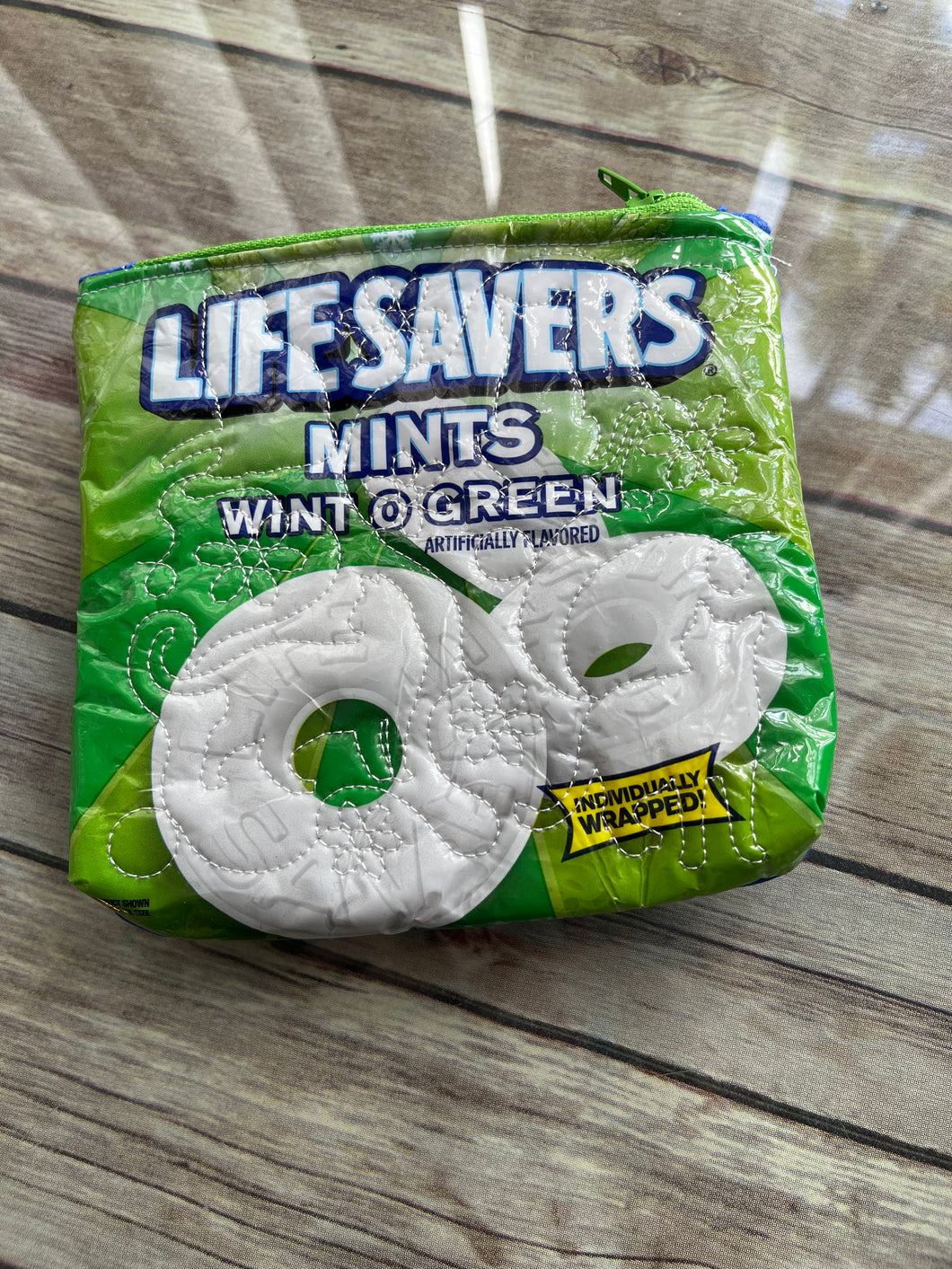 Wint o green life saver embroidered clutch bag