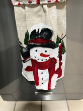 Load image into Gallery viewer, Over the door hanging towel.  Snowman Family
