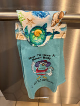 Load image into Gallery viewer, Over the door hanging towel. "How to have a beach body
