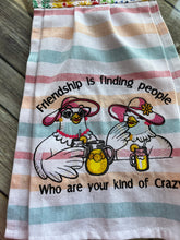 Load image into Gallery viewer, Over the door hanging towel. "Friendship is Finding People Who are your kind of Crazy"
