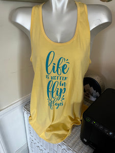 Sleeveless Racer Back Tee in size XXL  Life is Better in Flip Flops