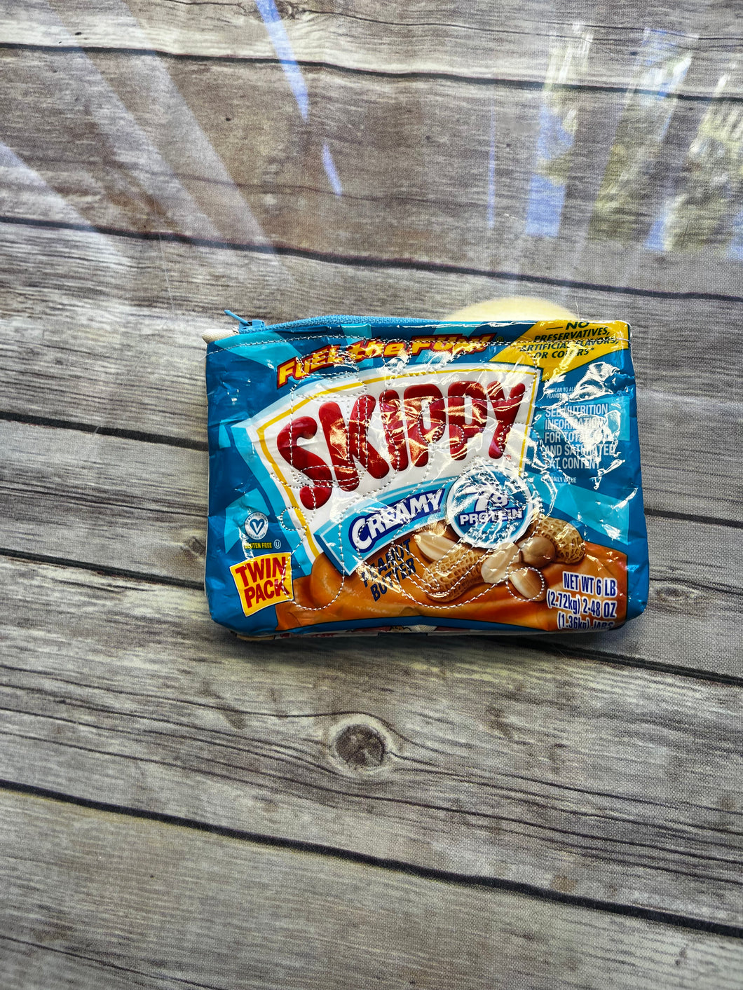 Skippy peanut butter embroidered clutch bag