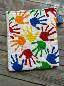 Drumstick embroidered clutch bag