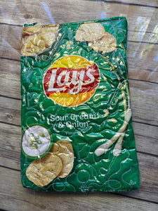 Lays Sour cream & Onion Chip bag embroidered clutch bag