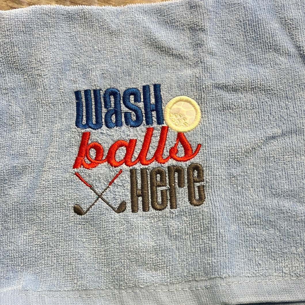 Golf towel Wash balls here