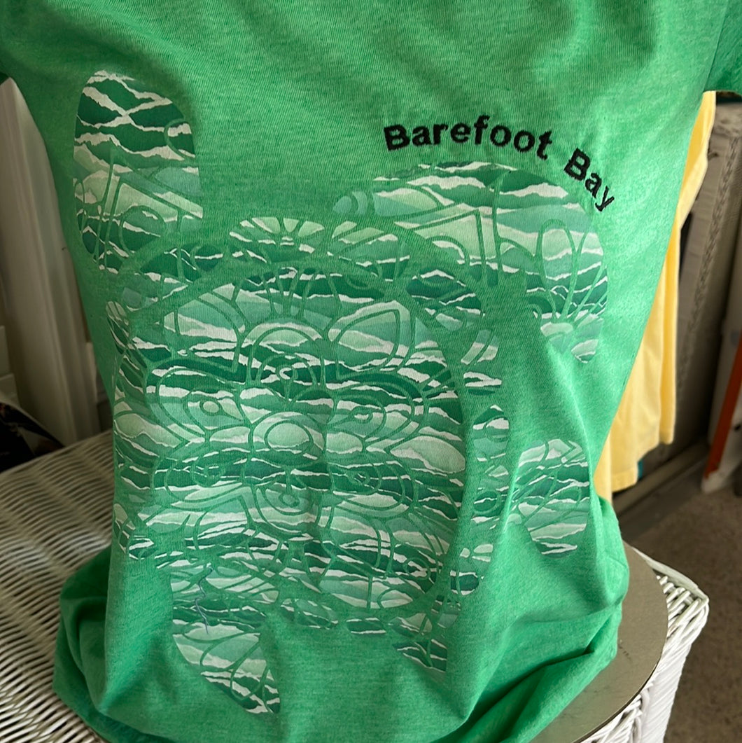 Barefoot Bay Scoop neck tee shirt with turtle