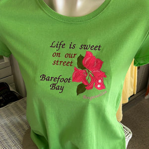 Barefoot Bay Ladies Life is Sweet on Bougainvillea  Lime Green size small
