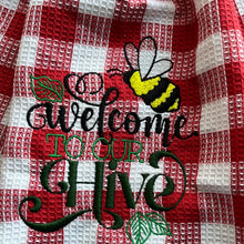 Load image into Gallery viewer, Welcome to our Hive Over the door hanging towel.
