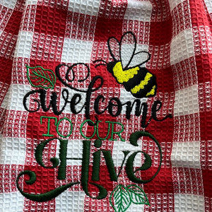 Welcome to our Hive Over the door hanging towel.
