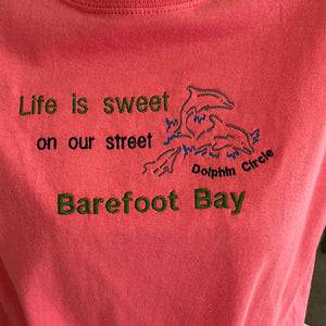 Life is sweet on Dolphin Circle  round neck ladies Tee shirt