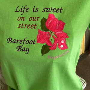 Barefoot Bay Ladies Life is Sweet on Bougainvillea  Lime Green size small
