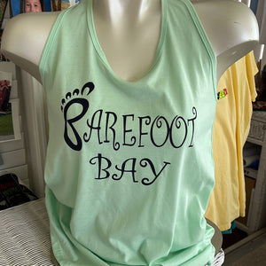 Sleeveless racer back tank Tee shirt Barefoot Bay Mint Green