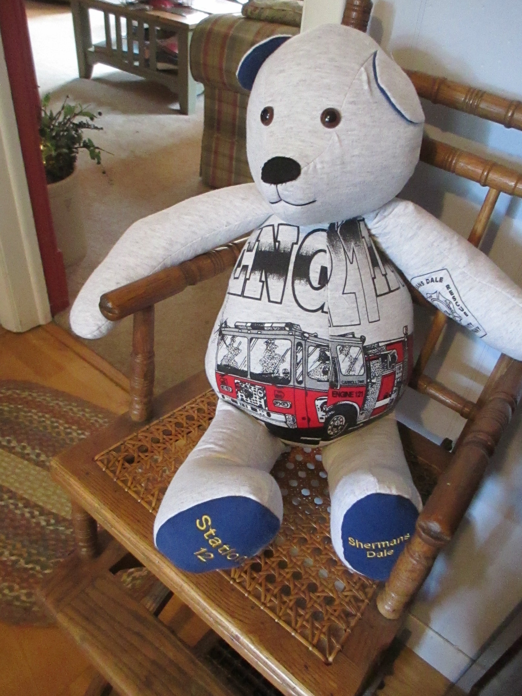 Memory Bear made from a Dads shirt – Heartsdesign