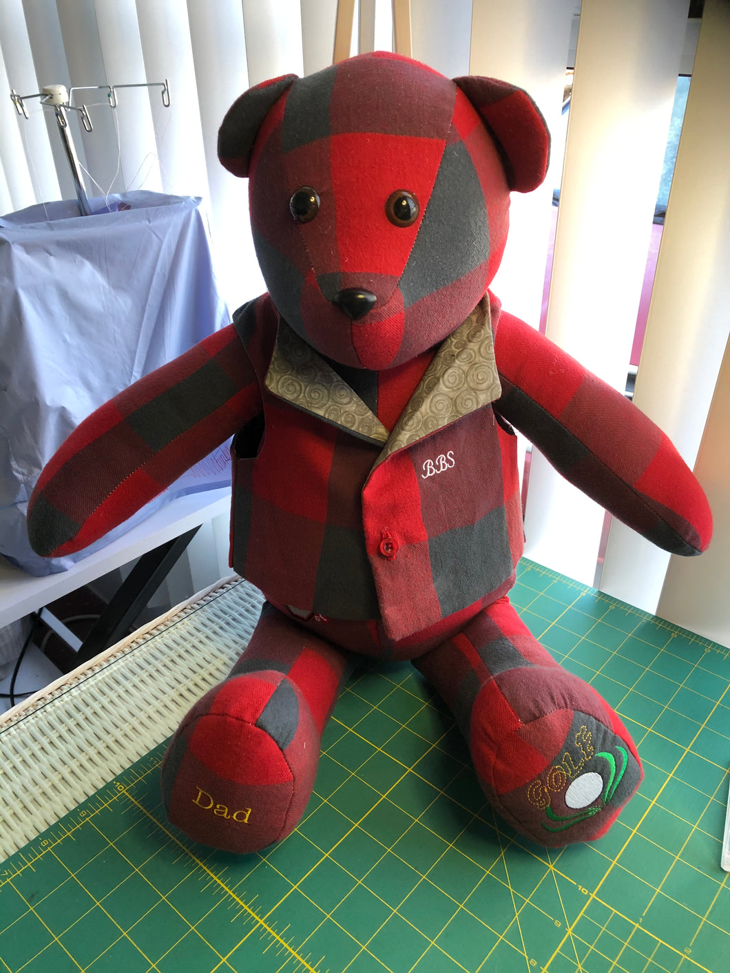 Memory Bear made from a Dads shirt