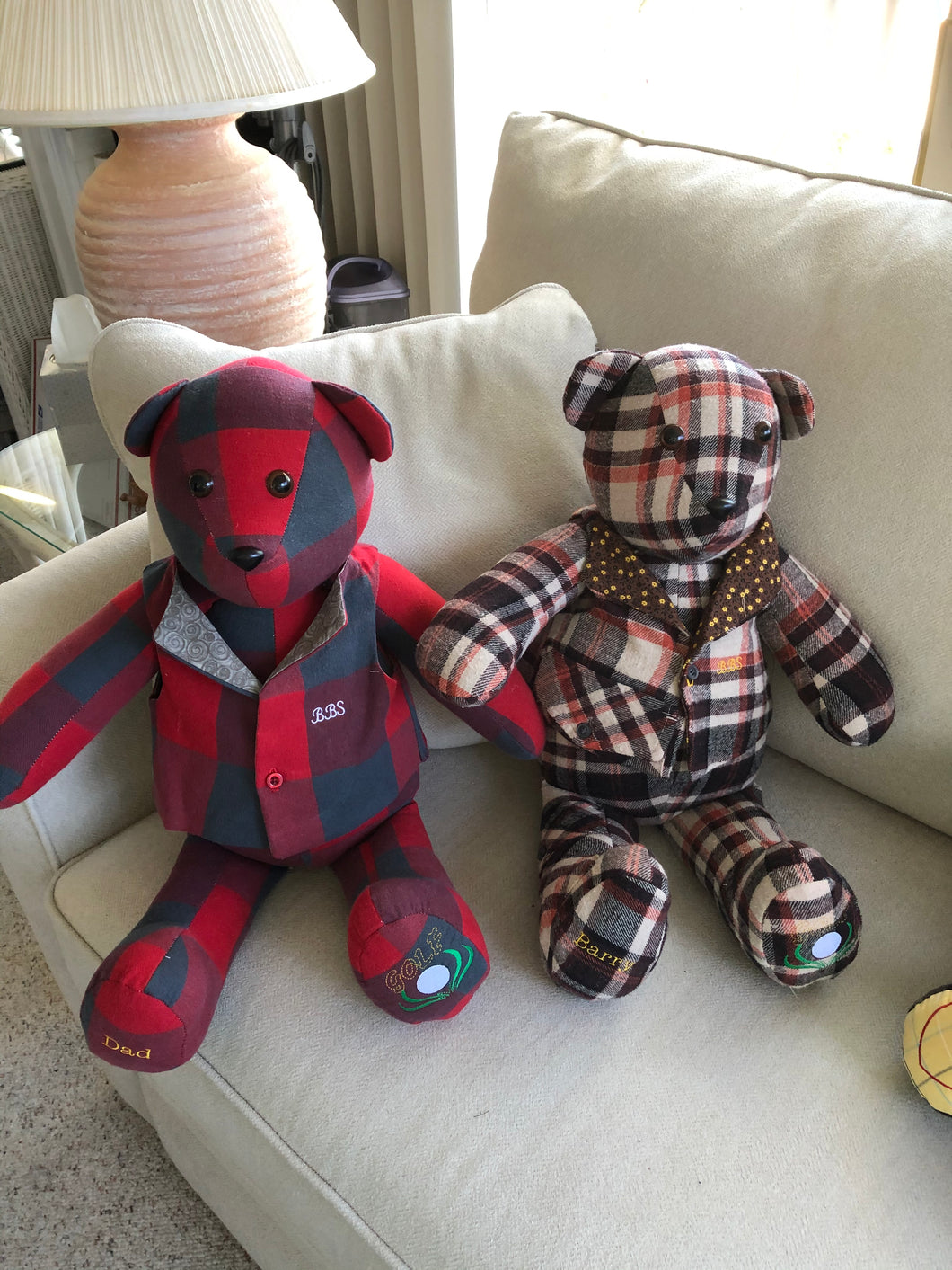 Memory Bear made from a Dads shirt – Heartsdesign