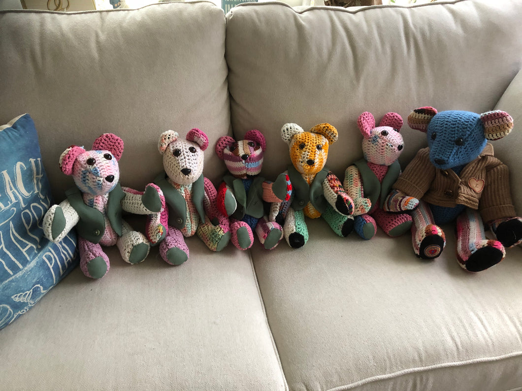 Memory Bear made from crochet items