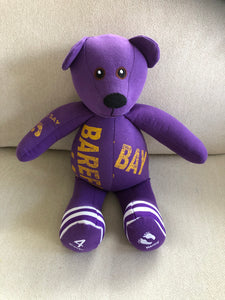 Memory Teddy Bears made from a baseball jersey