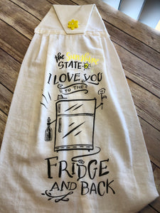 Over the door Oven towel.  I love you to the fridge and back