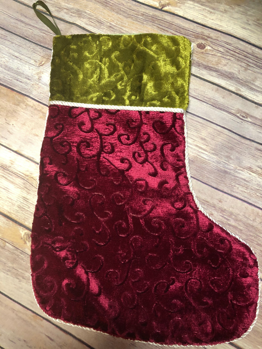 Velvet Red and green stocking
