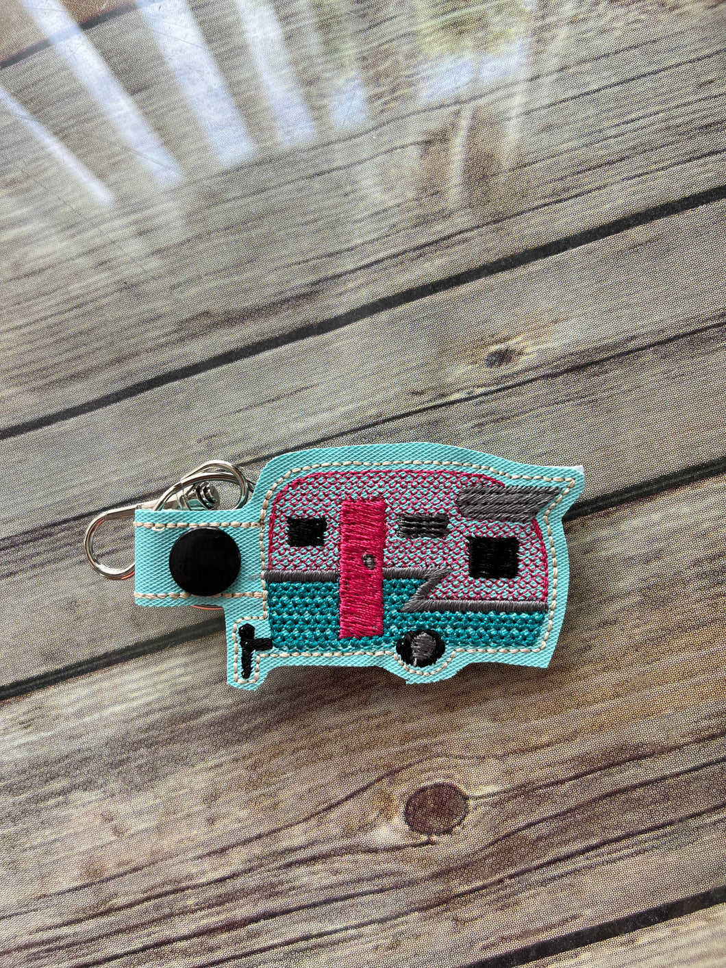 Camper Key Fob  Machine Embroidered