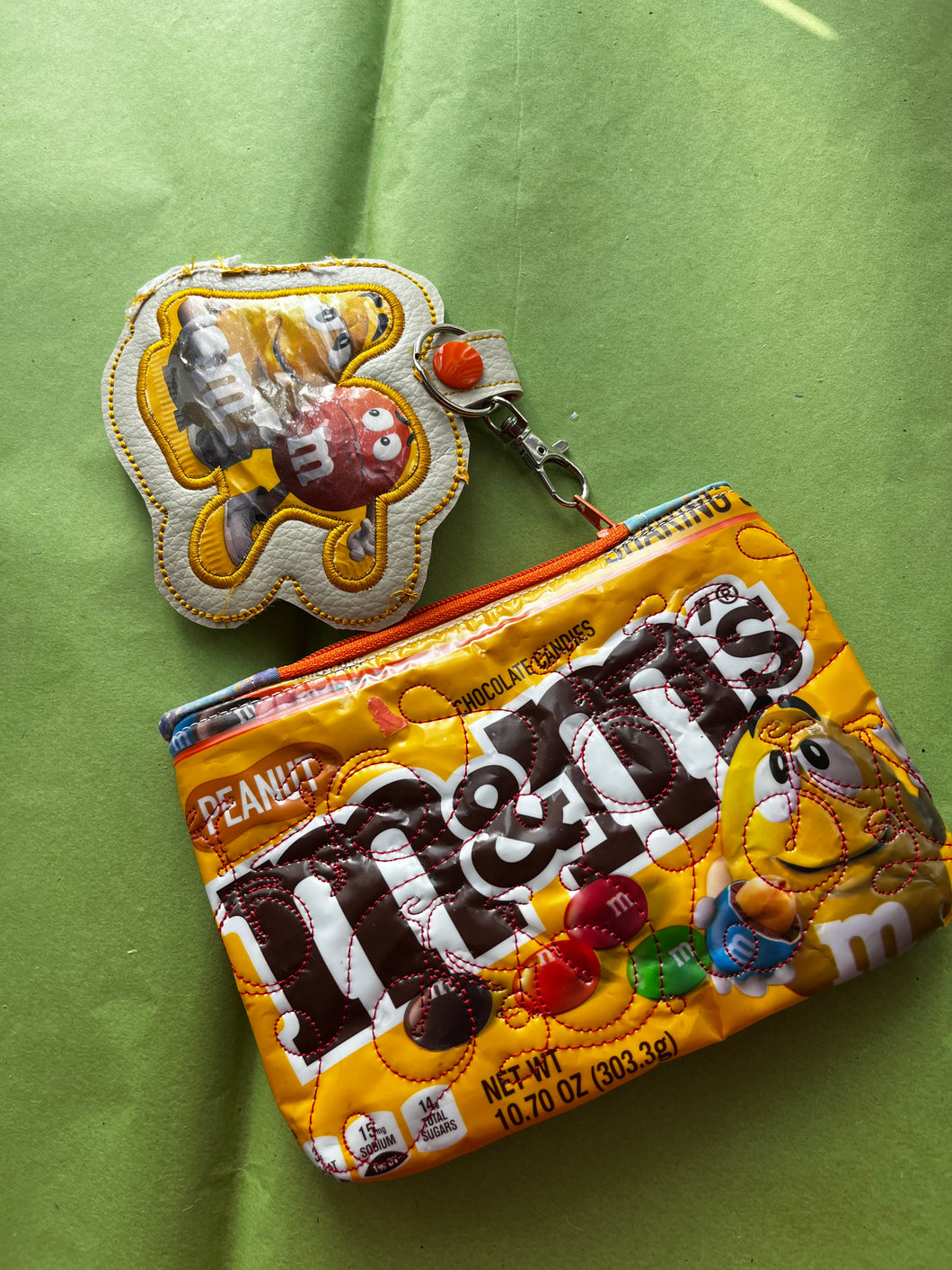 M & M candy zippered clutch bag`