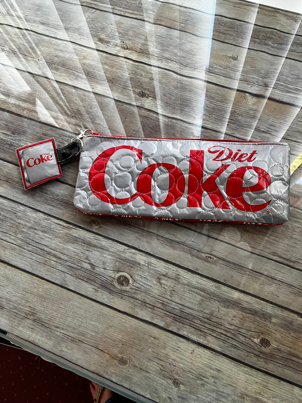 Diet Coke zippered clutch bag with key tag