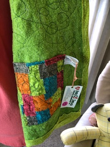 Raggedy Batik free motion quilted jacket and matching facemask