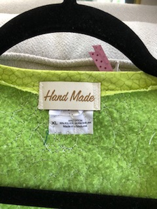 Raggedy Batik free motion quilted jacket and matching facemask