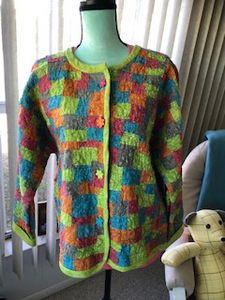 Raggedy Batik free motion quilted jacket and matching facemask