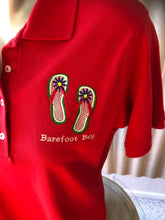 Load image into Gallery viewer, Barefoot Bay Polo Red size Medium with flip flops
