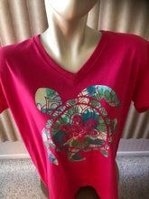 Load image into Gallery viewer, XL pink Sea Turtle Ladies V neck
