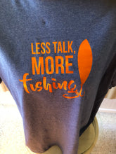 Load image into Gallery viewer, Jerzee medium unisex tee shirt  Less talk, more fishing
