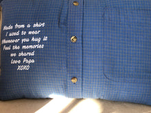 Load image into Gallery viewer, Memory pillows from a shirt or clothing
